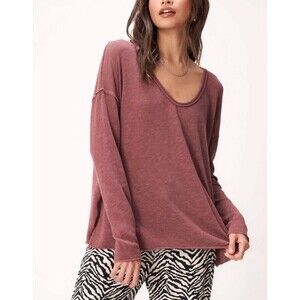 Project‎ Social MAE TEXTURED RELAXED V-NECK LONG SLEEVE - SPICED COPPER